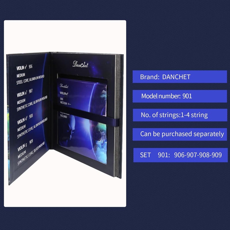 Danchet Violin Strings 4/4 Full Set Professional Performance Grade, Ball End, Nylon Wound 901 (Includes E, A, D, G Strings)… - Image 3